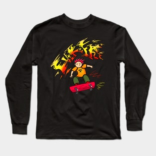 Skateboarder graffitti Long Sleeve T-Shirt